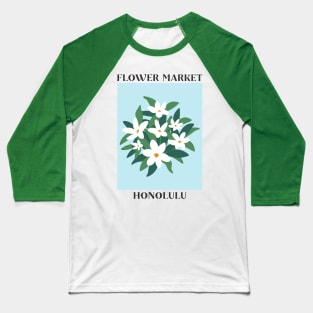 Flower Market Honolulu White Jasmine Baseball T-Shirt